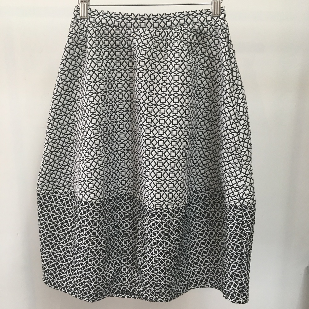 Topshop Aztec Mono Lantern midi skirt